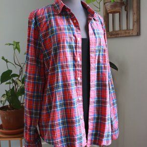 AMERICAN EAGLE Mens RED Plaid Large Button Up Shirt